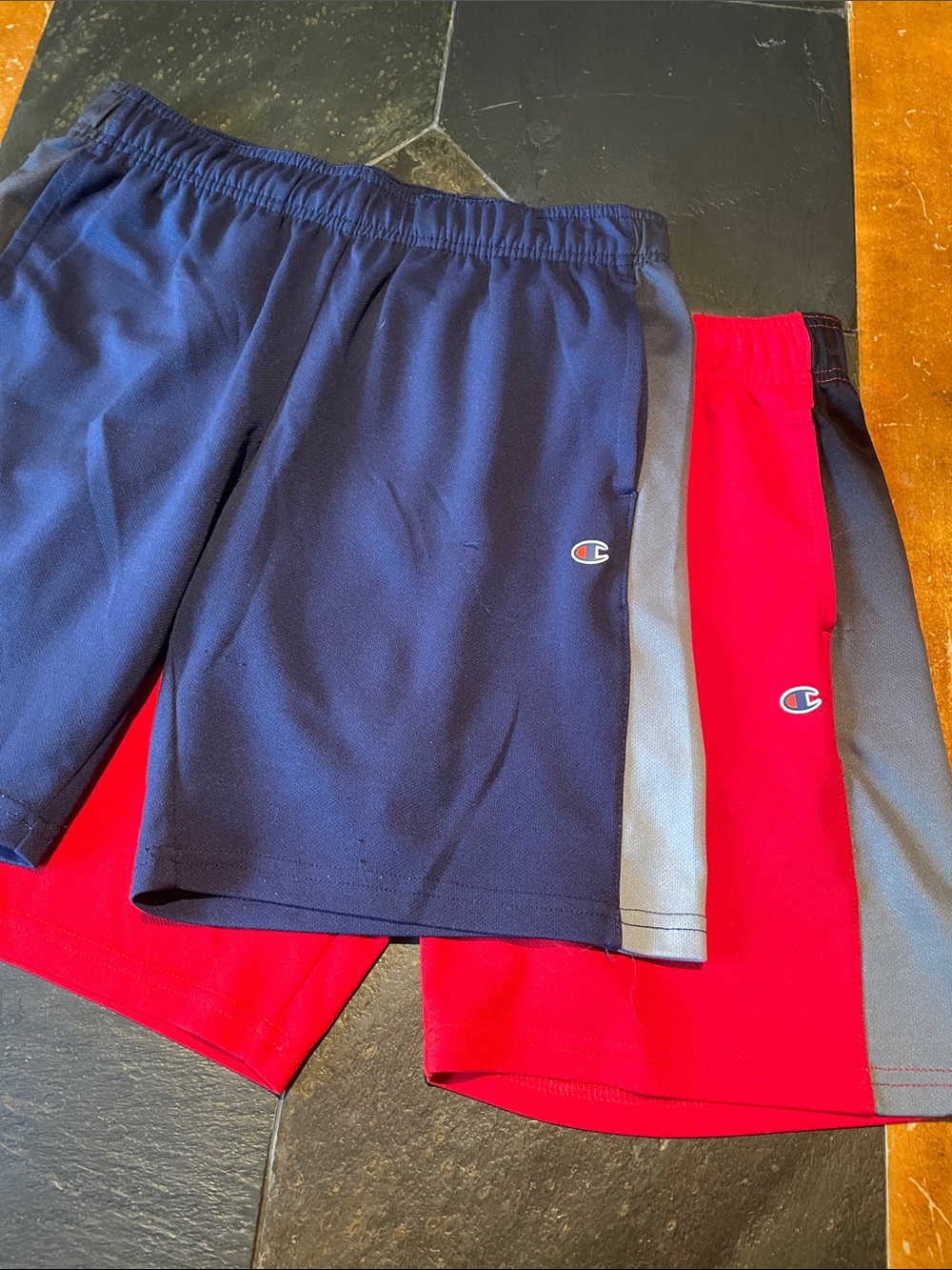 Champion Kids Athletic Shorts in Navy, Red, and Gray
